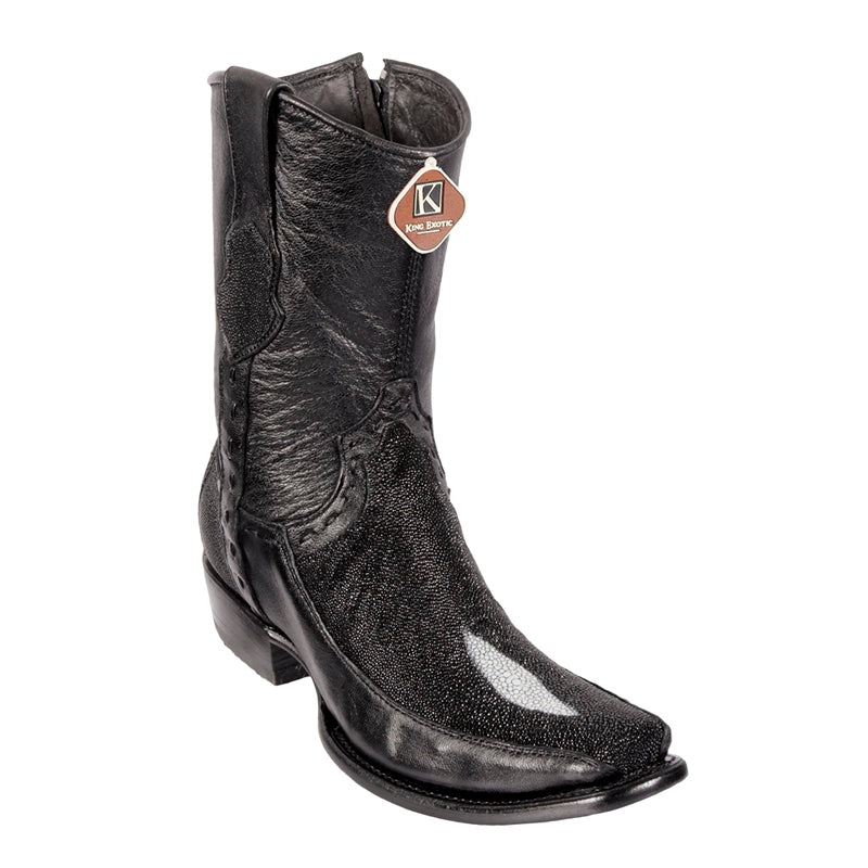Handmade Black Stingray Boots - Single Stone Dubai Toe