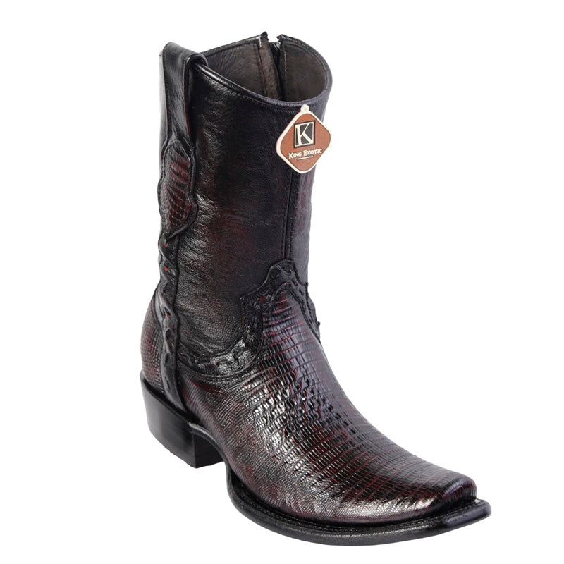 King Exotic Teju Lizard Dubai Toe Boots Black Cherry