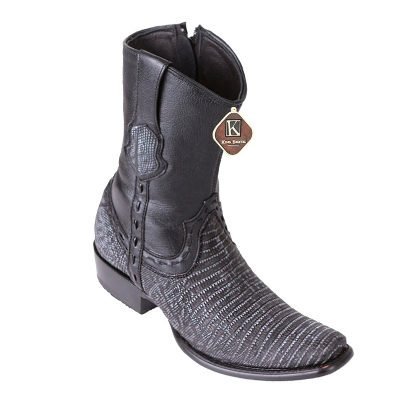 Teju Lizard Dubai Toe Sanded Black Boots