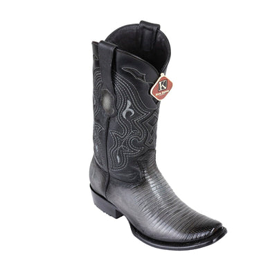 King Exotic Teju Lizard Boots Dubai Toe Faded Black