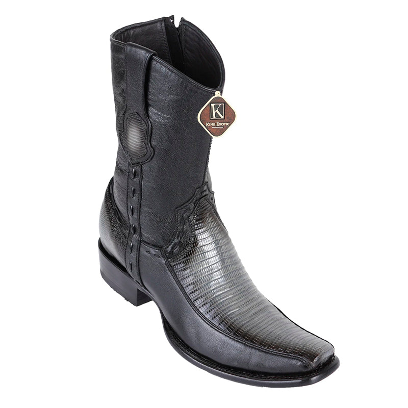 Men's King Exotic Teju Lizard Boots With Deer Dubai Toe Handcrafted Faded Gray (479BF0738)