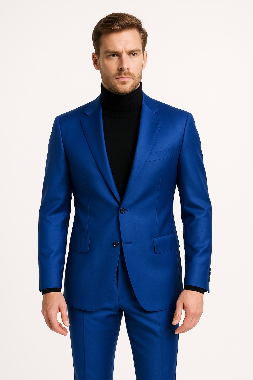 Men's Royal Blue Satin Slim Fit Tuxedo