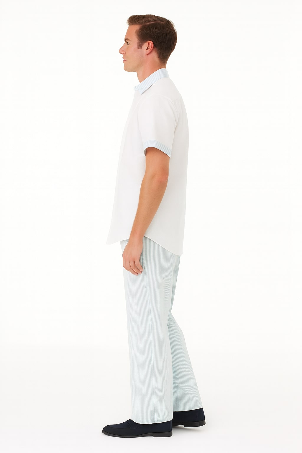 Men’s Sky Blue Casual Two-Piece Shirt & Pants Set
