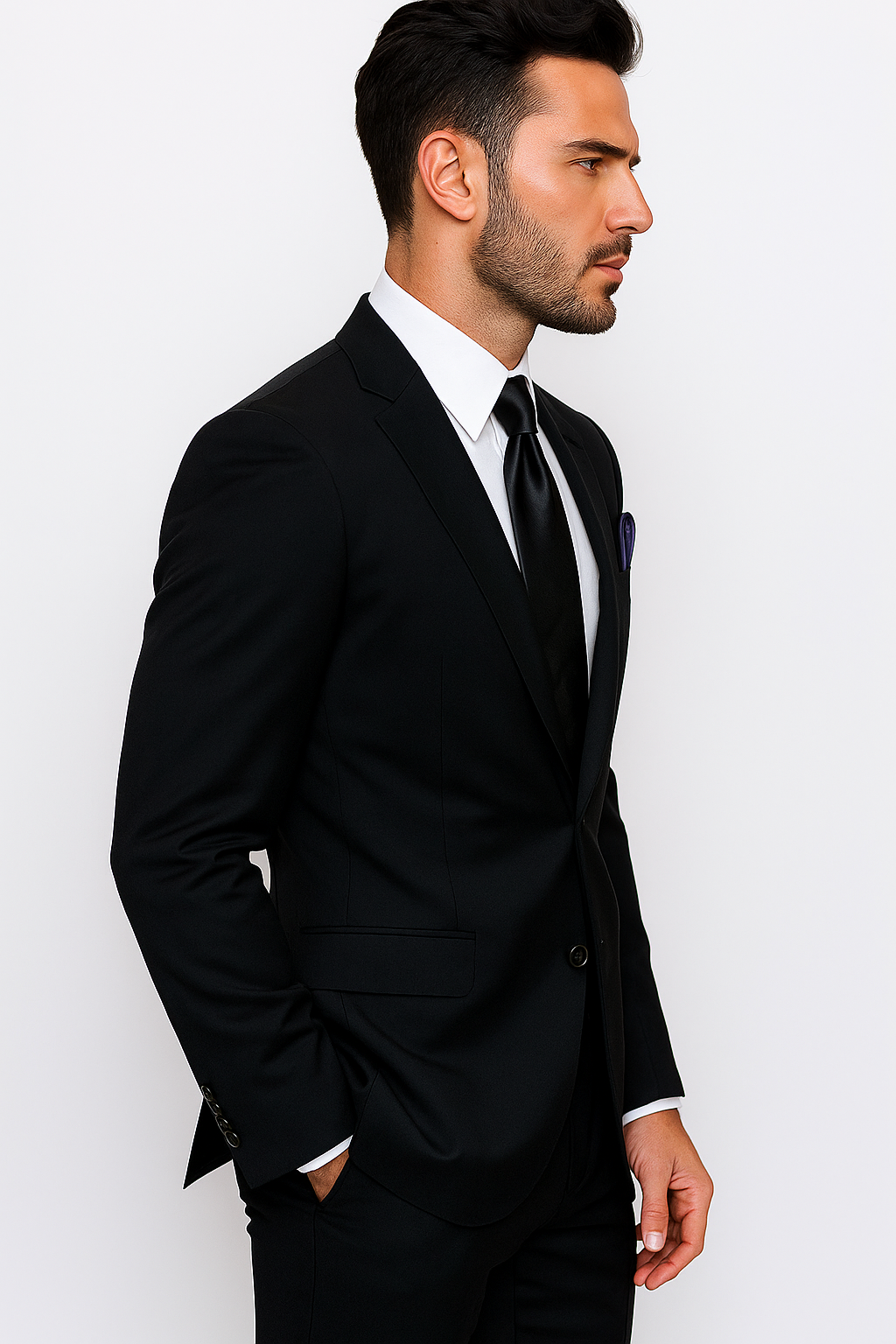 Men's Black 2 Button Italian Design Suit