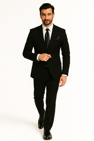 Men's Black 2 Button Italian Design Suit