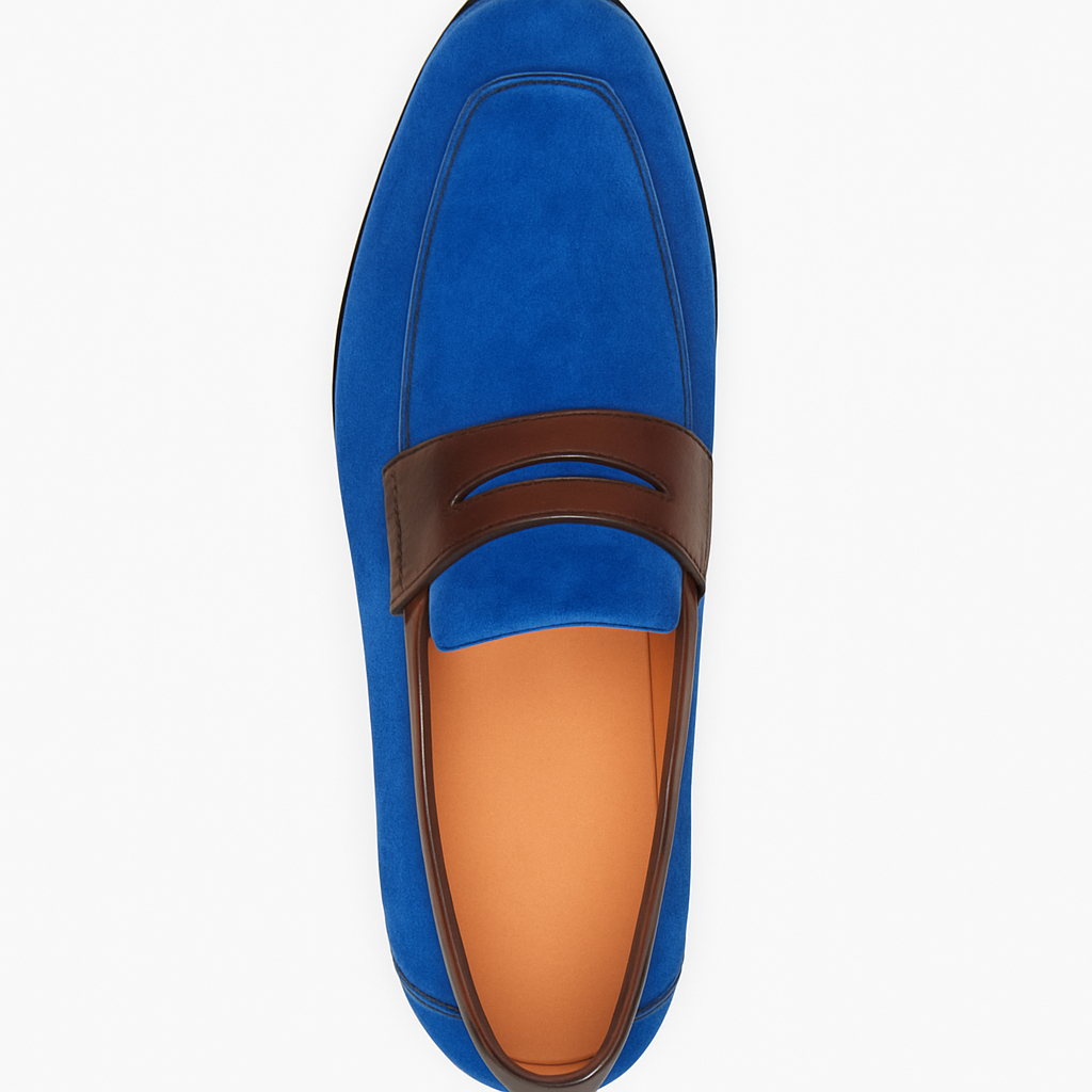 Men's Blue Slip On Stylish Dress Loafer Design Shoe
