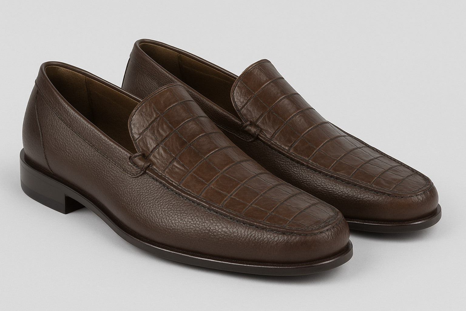 Crocodile & Calfskin Leather Slip-On Dress Shoes