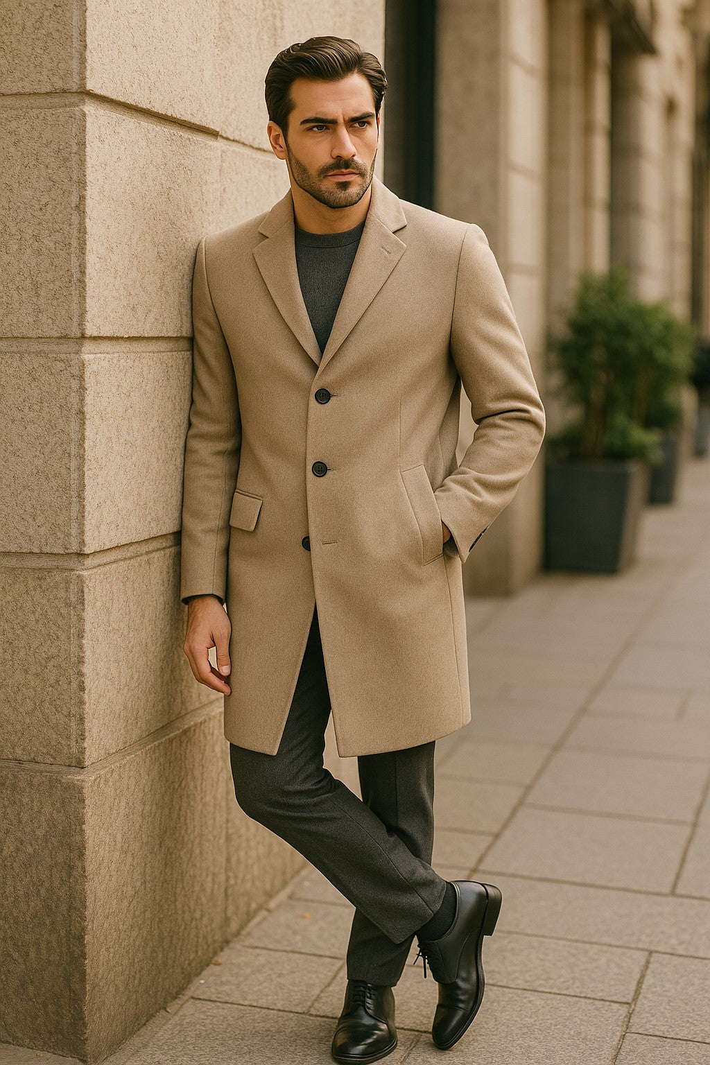 Men's Cashmere Overcoat Tan