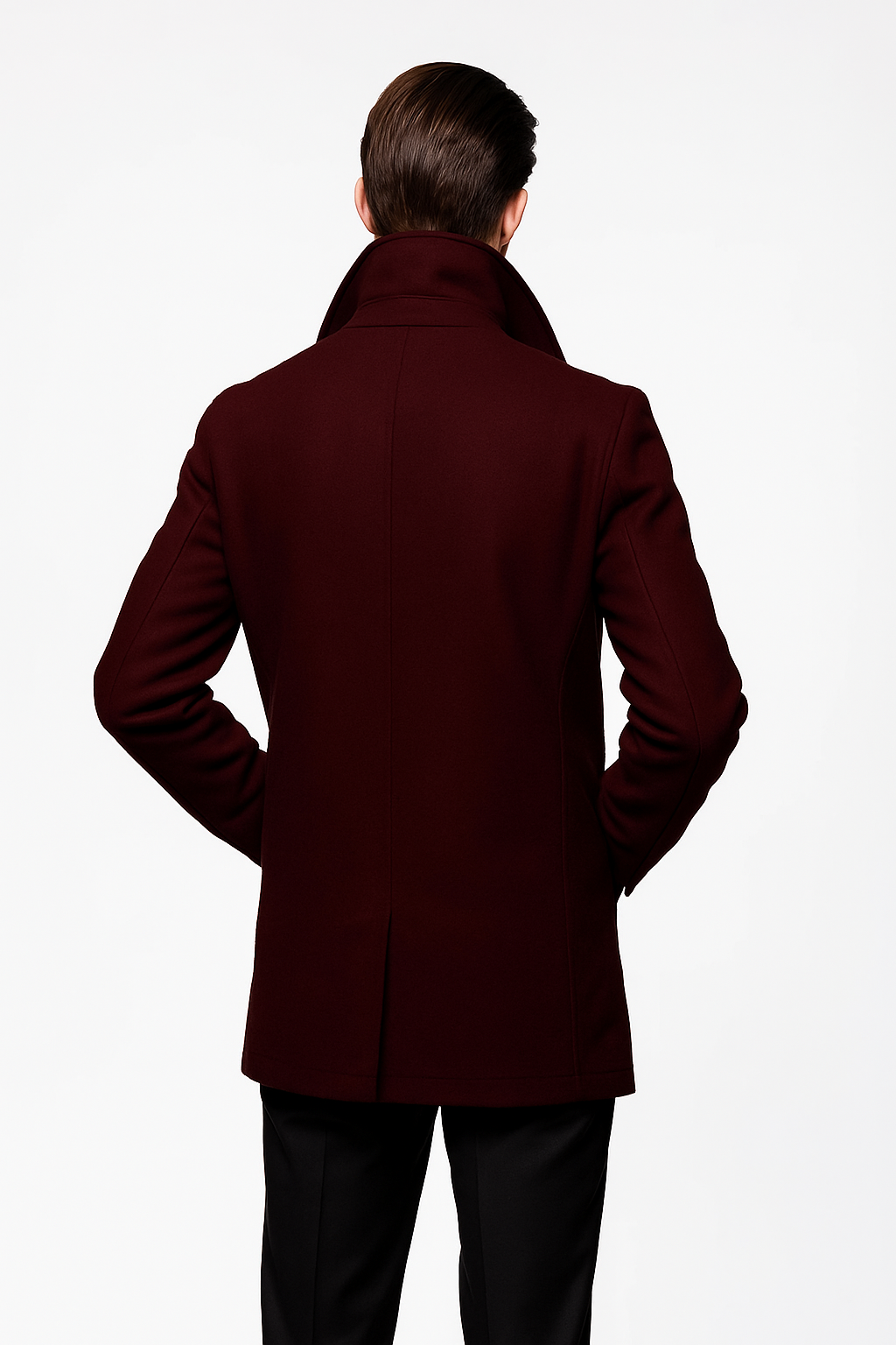Men's Dark Burgundy Big and Tall Peacoat