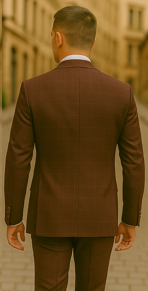 Rossiman Men's Burgundy Formal Suit