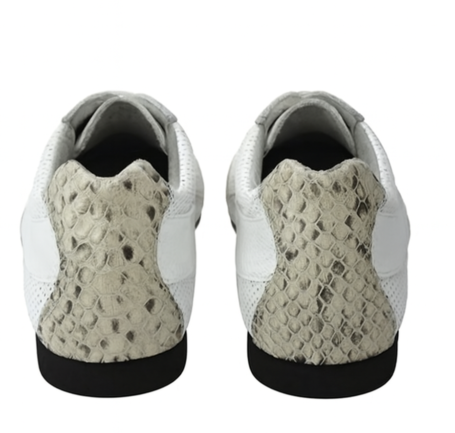 Men's Genuine Python and Calf Leather Rubber Sole Shoes