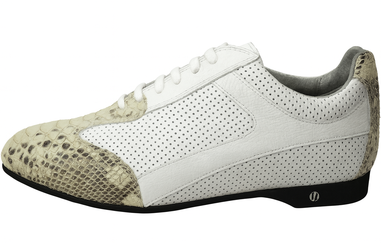 Men's Genuine Python and Calf Leather Rubber Sole Shoes