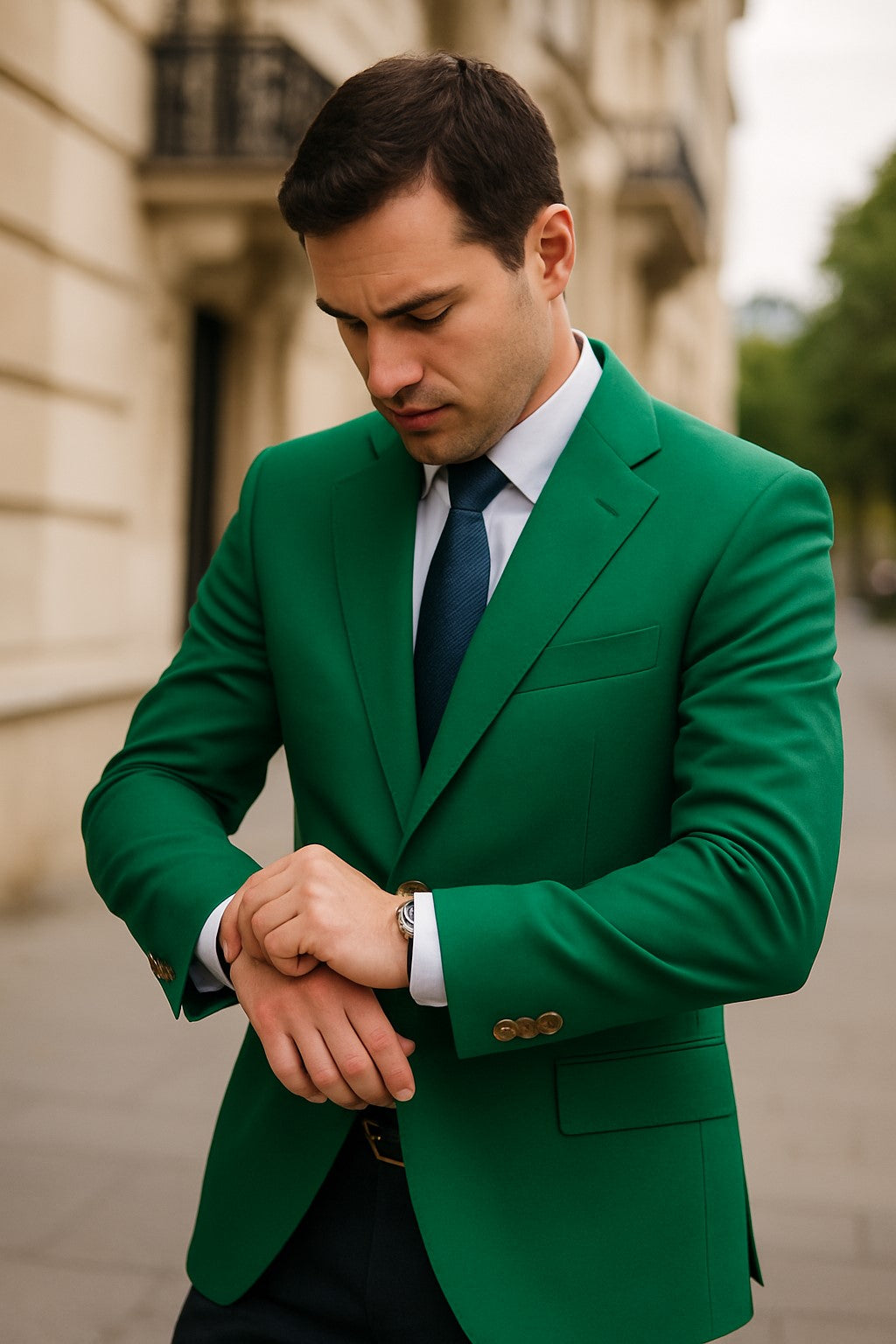 Men's Green Blazer On Sale Polyester