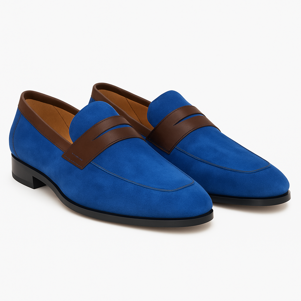 Men's Blue Slip On Stylish Dress Loafer Design Shoe
