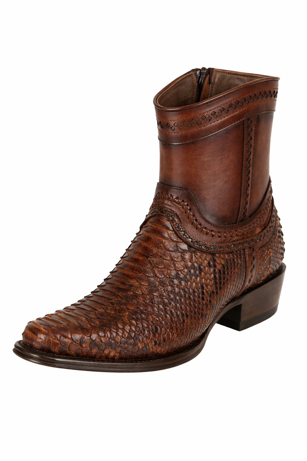 Python European Toe Boots in Porto Brown