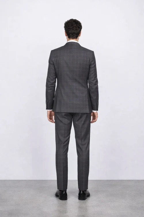 Rossiman Rossi Charcoal Plaid Slim Suit