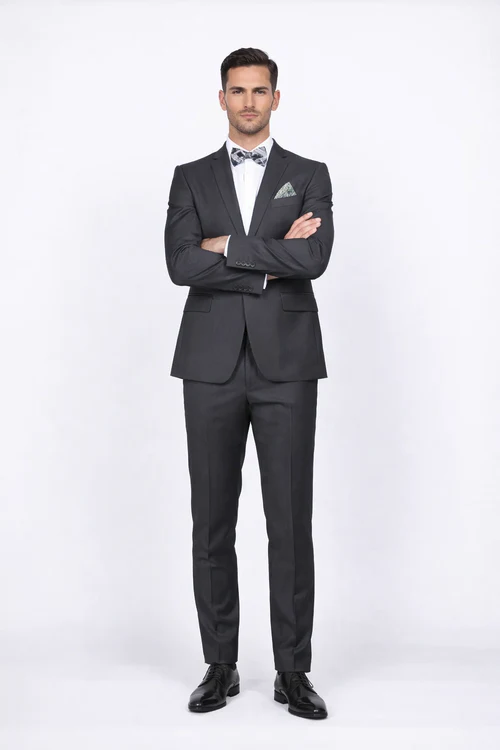 Rossiman Rossi Gray Wool Slim Suit