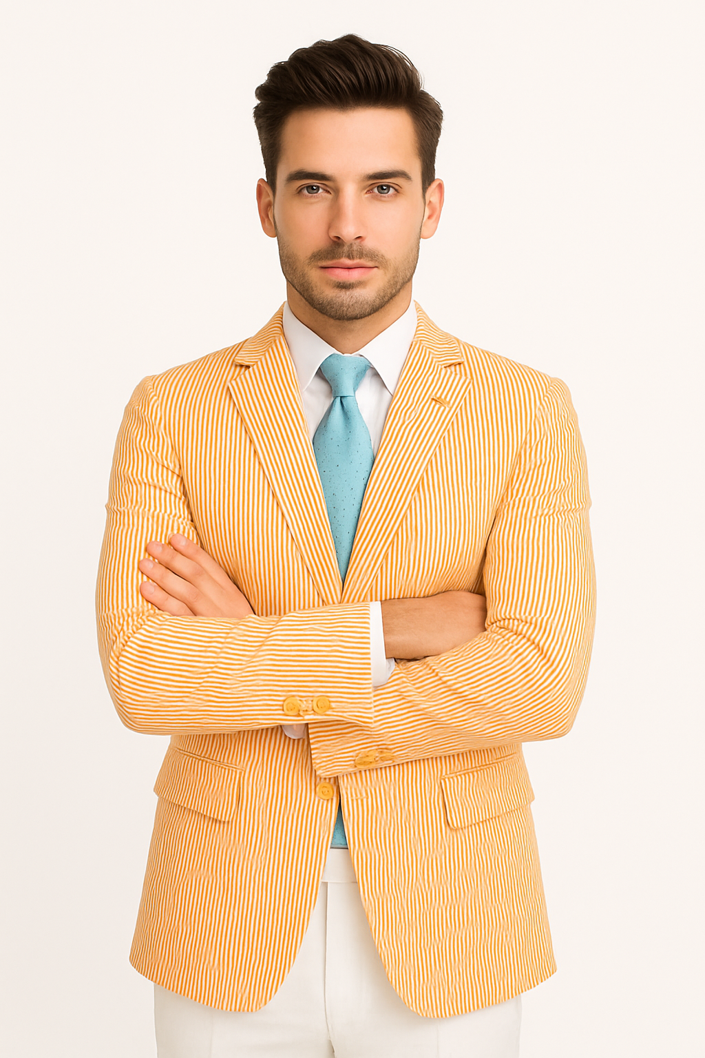 Striped Seersucker Orange Blazer
