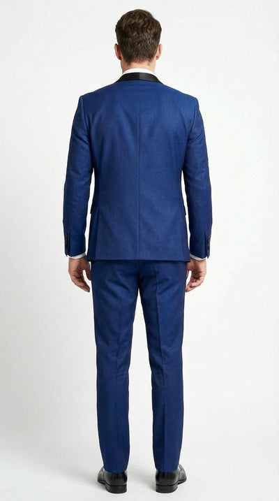 Men’s Shiny Sharkskin Saphire Royal Blue Tuxedo