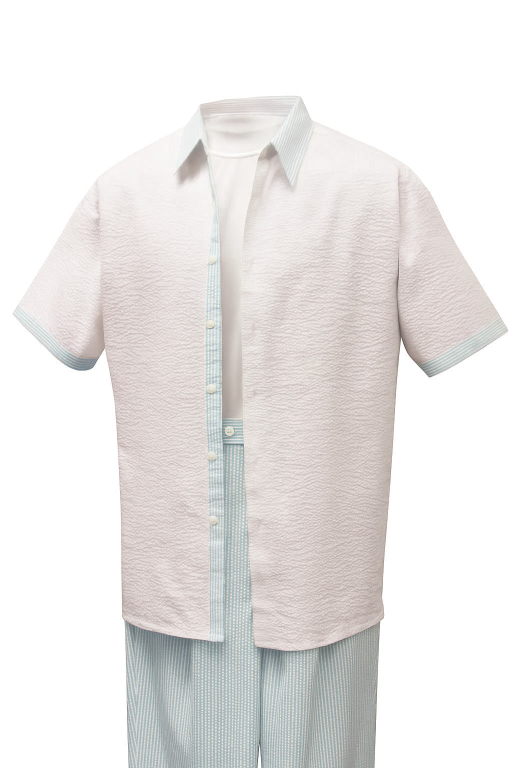 Men’s Sky Blue Casual Two-Piece Shirt & Pants Set