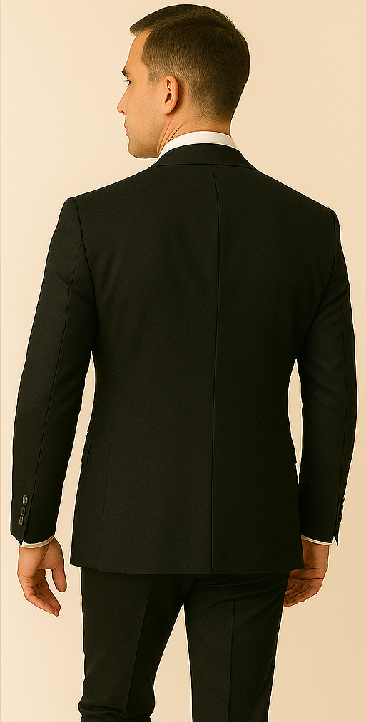 Rossi Man Slim Fit Black Suit - Double-Breasted Vest