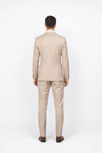 Beige Slim Fit Suit for Men by Rossiman Rossi | Tailored Skinny Fit Formal Suit β Italian 3-Piece Luxury Design