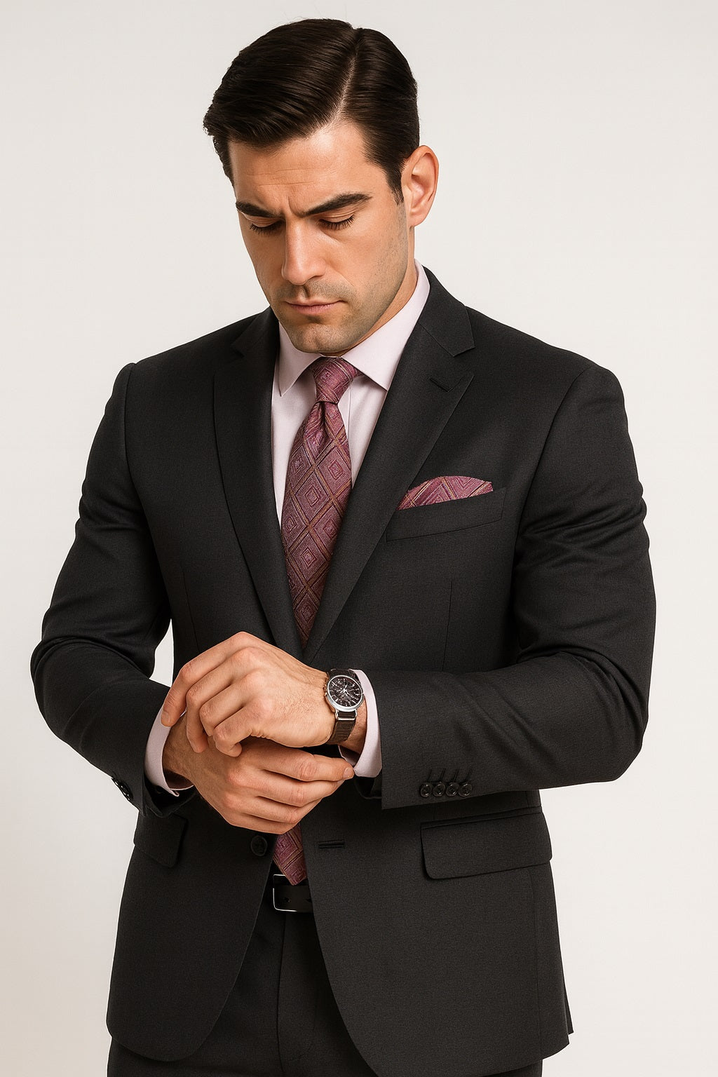 Black Almost Very Dark Gray Wiht Light Gray Pinstripe 100% Worsted Wool Available In 2 Or 3 Buttons Style Regular Classic Cut Cheap Priced Business Suits Clearance Sale