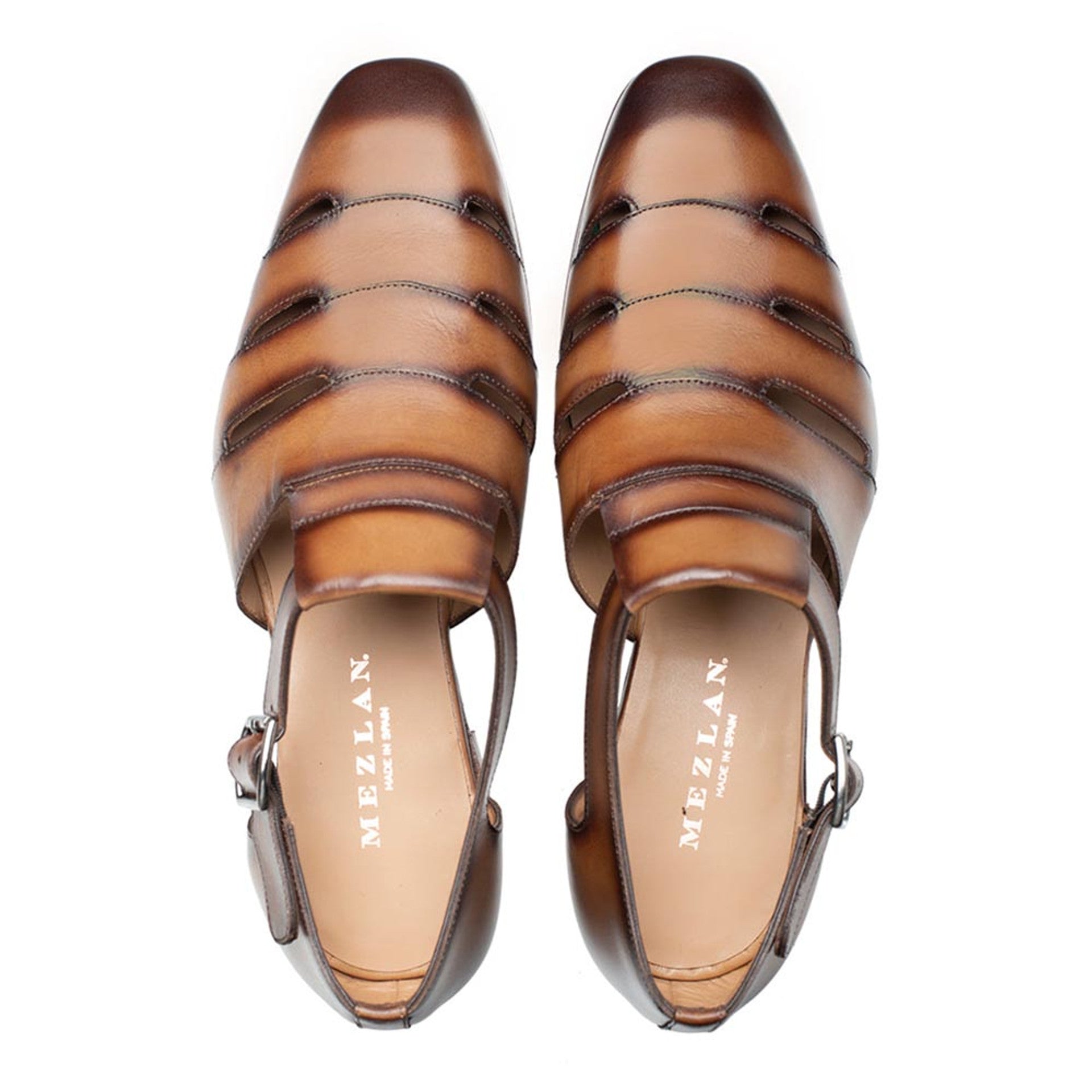 Mezlan Men's Tan T-Strap Calfskin Dress Sandals