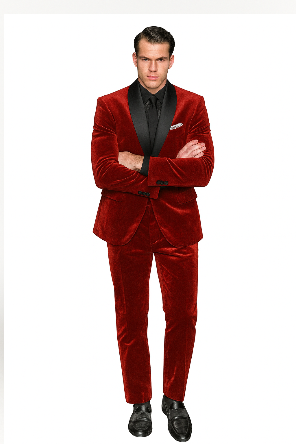 Men's Velvet Suit Fabric Shawl Collar Tuxedo