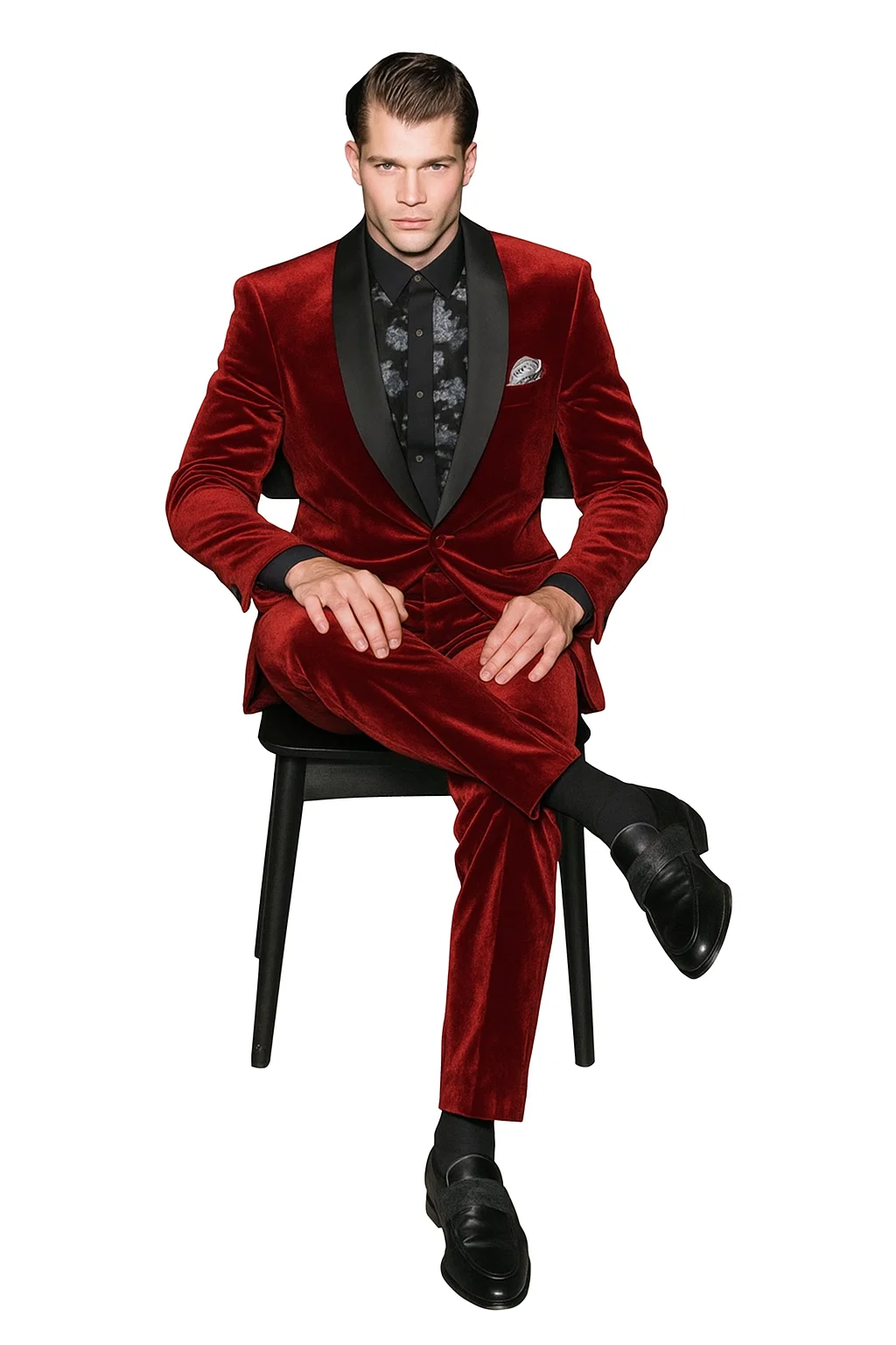 Men's Velvet Suit Fabric Shawl Collar Tuxedo1