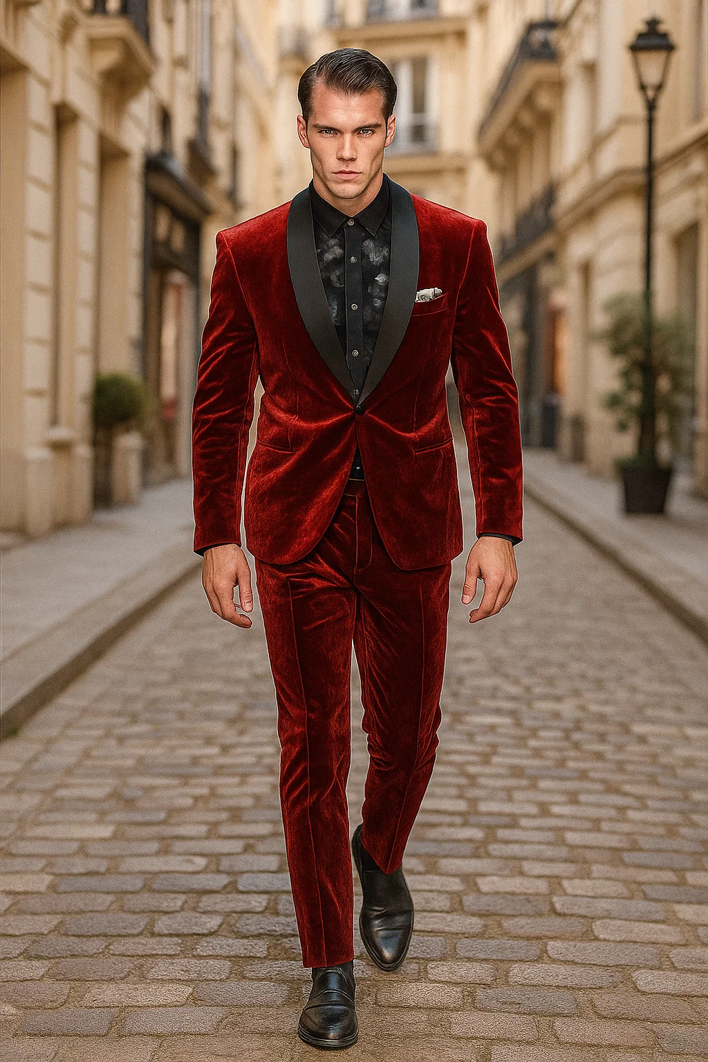 Men's Velvet Suit Fabric Shawl Collar Tuxedo1