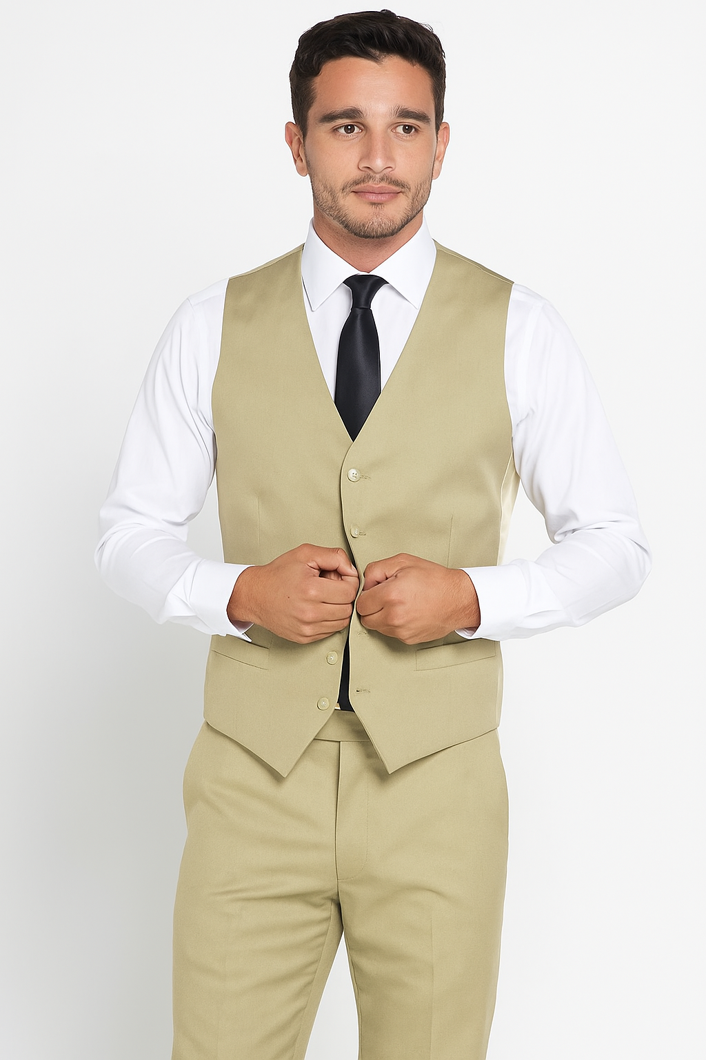 Men's Vest Matching Solid Regular Fit Dress Pants Set + Any Color Shirt & Tie Royal Blue