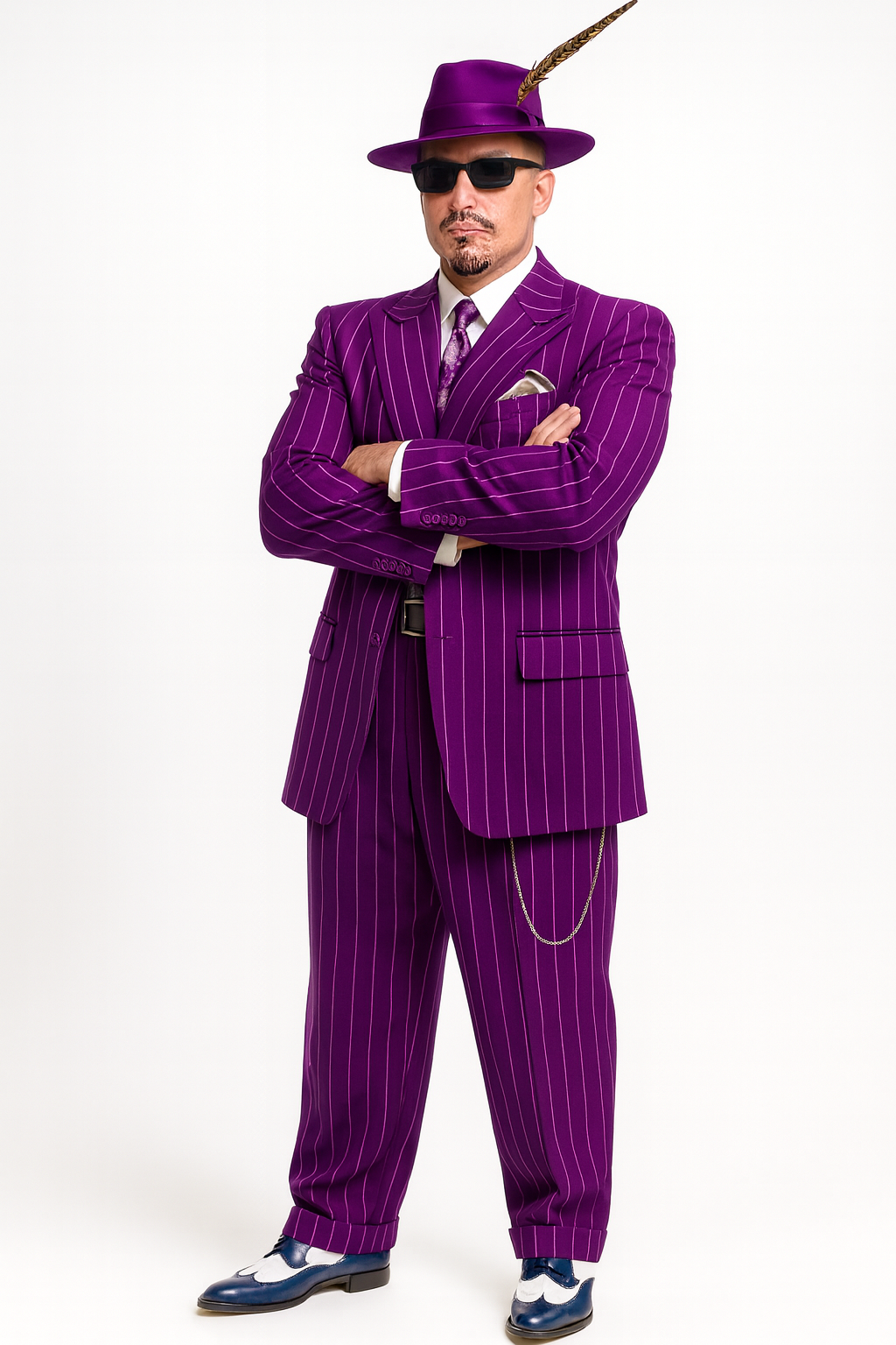 Purple Pinstripe Zoot Suit 3 Piece Vintage Outfit