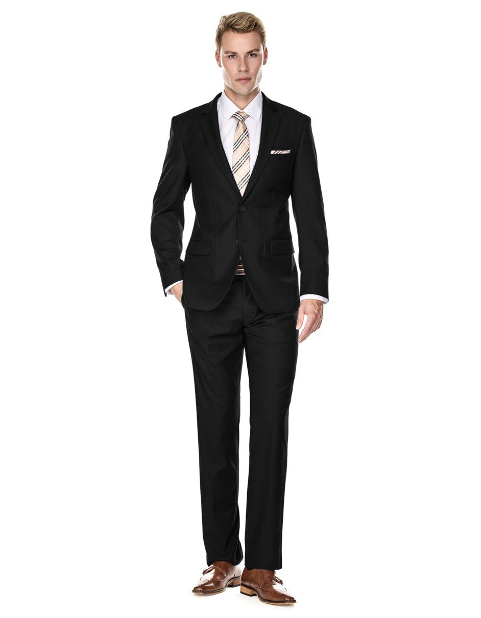Men's 2 Button Modern Fit Black Funeral Suit