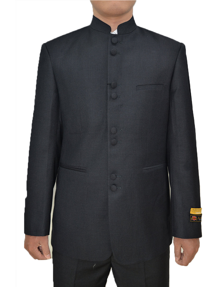 8 Button Mandarin Collar Tuxedo - Black