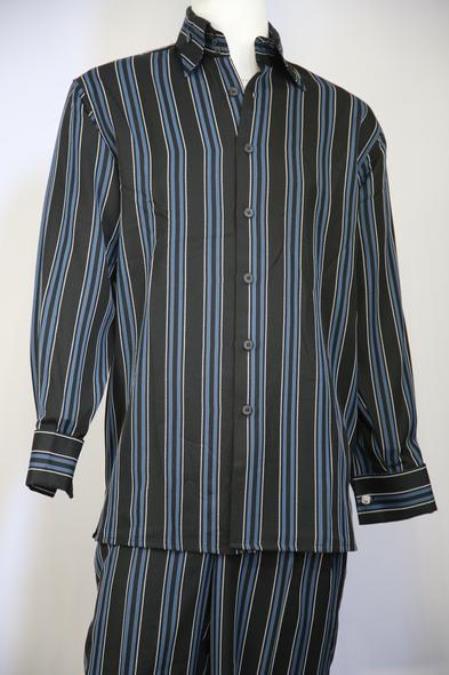 Men's Meridian Stripe Baby Blue Vest and Pant