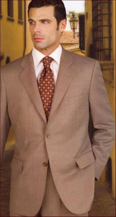 Authentic Mantoni Brand Real With Tags Cheap Priced Business Suits Clearance Sale Plain Front Tan ~ Beige - High End Suits - High Quality Suits