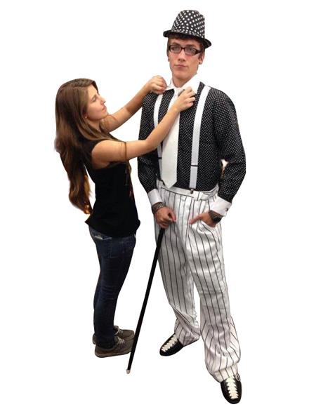 Men's Black Button Closure White Collar And Cuff Long Sleeve Jacket