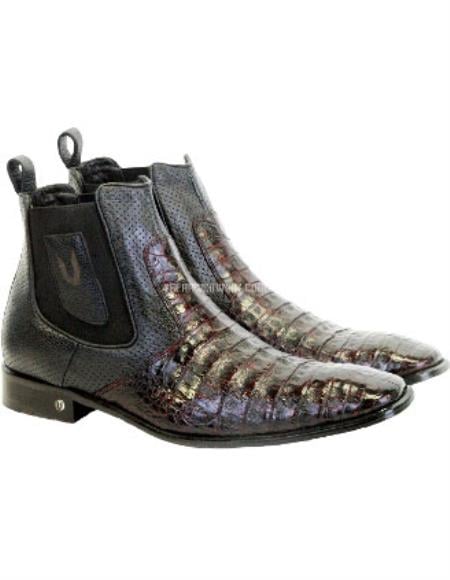 Men's Black Cherry Vestigium Boots Genuine Caiman Belly Chelsea Boots main image 1