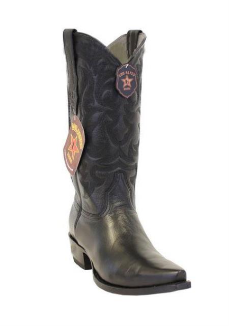 Men's Los Altos Boots Genuine Deer 13 Hand Stitched Leather Shaft Snip Toe Black Dress Cowboy Boot Cheap Priced For Sale Online