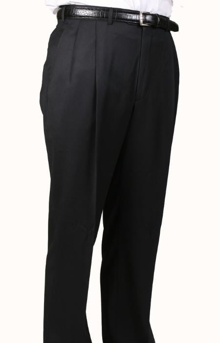 65% Polyester Black Somerset Double-Pleated Slacks / Dress Pants Trouser unhemmed unfinished bottom