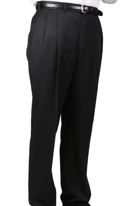 Men's Dacron Polyester Black Somerset Double-Pleated Slacks / Dress Pants Trouser
