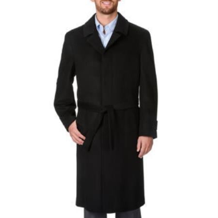 Mens Topcoat Mens Dress Coat 'Ronald' Black And Cashmere Full-length - Men's Overcoat