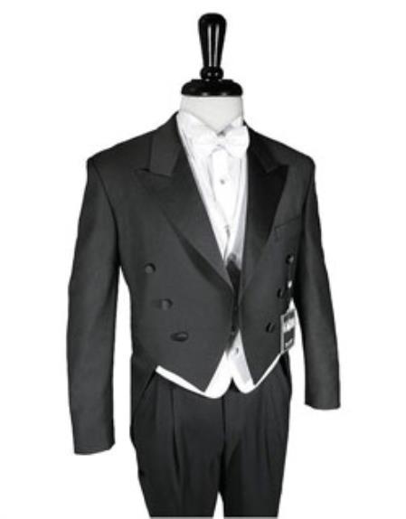 Super 150's Black Peak Tailcoat Includes Formal Trousers