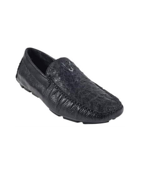 Men's Black Genuine Ostrich Full Quill Driver Vestigium Driving Shoes slip on Stylish Dress Loafer for men Mens Ostrich Skin Shoes
