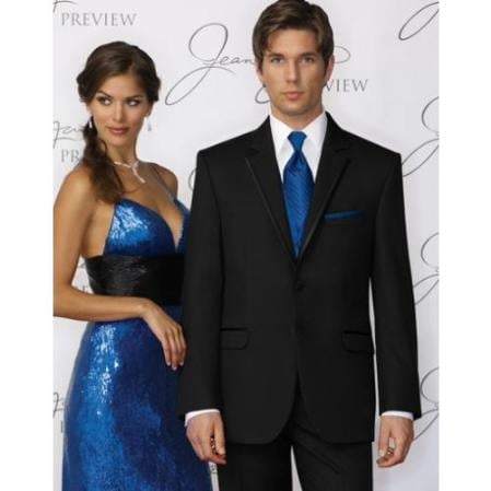 Men's Skinny Fitted Slim Fit Savoy Tuxedo – Satin Trim Lapel