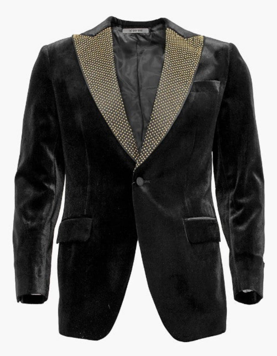 Black & Gold Velvet Tuxedo Jacket