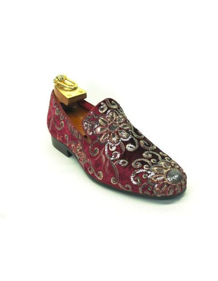 Men's Carrucci Sequin Patterns Hand Embroidered Bling Rose Gold - Dusty Rose Dress Glitter ~ Sparkly Shoes