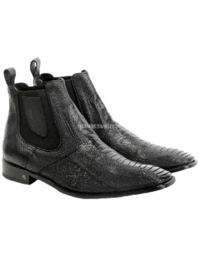 Men's Handcrafted Brown Genuine Ostrich Leg Chelsea Boots