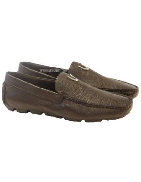 Mens Ostrich Skin Shoes Brown Dress Shoe Mens Handcrafted Brown Vestigium Genuine Ostrich Stylish Dress Loafer